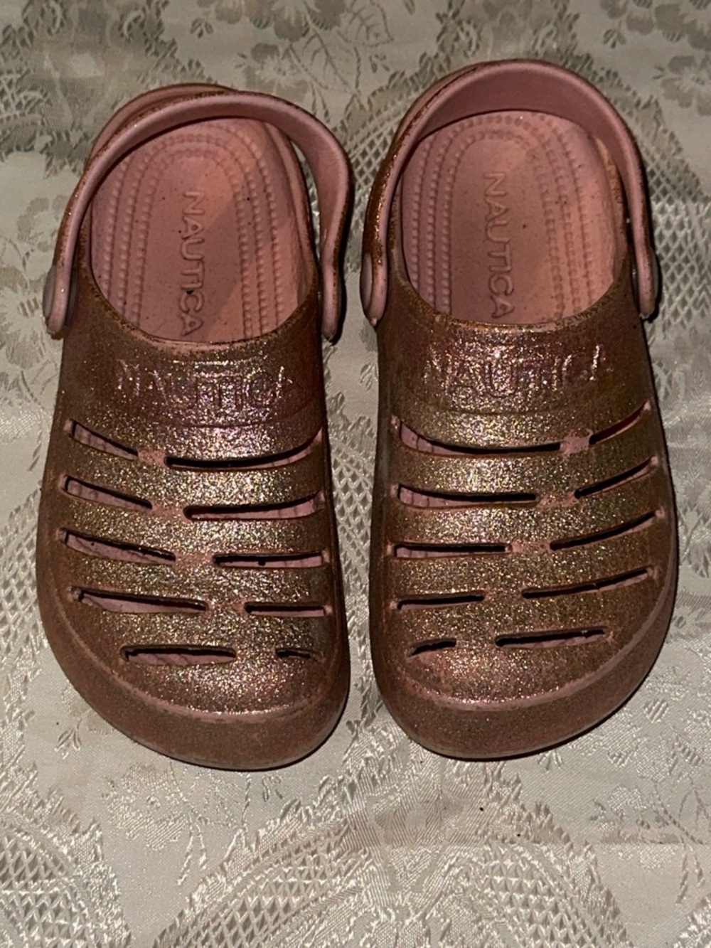 Nautica Kids Glittery Rose Clog Sandals